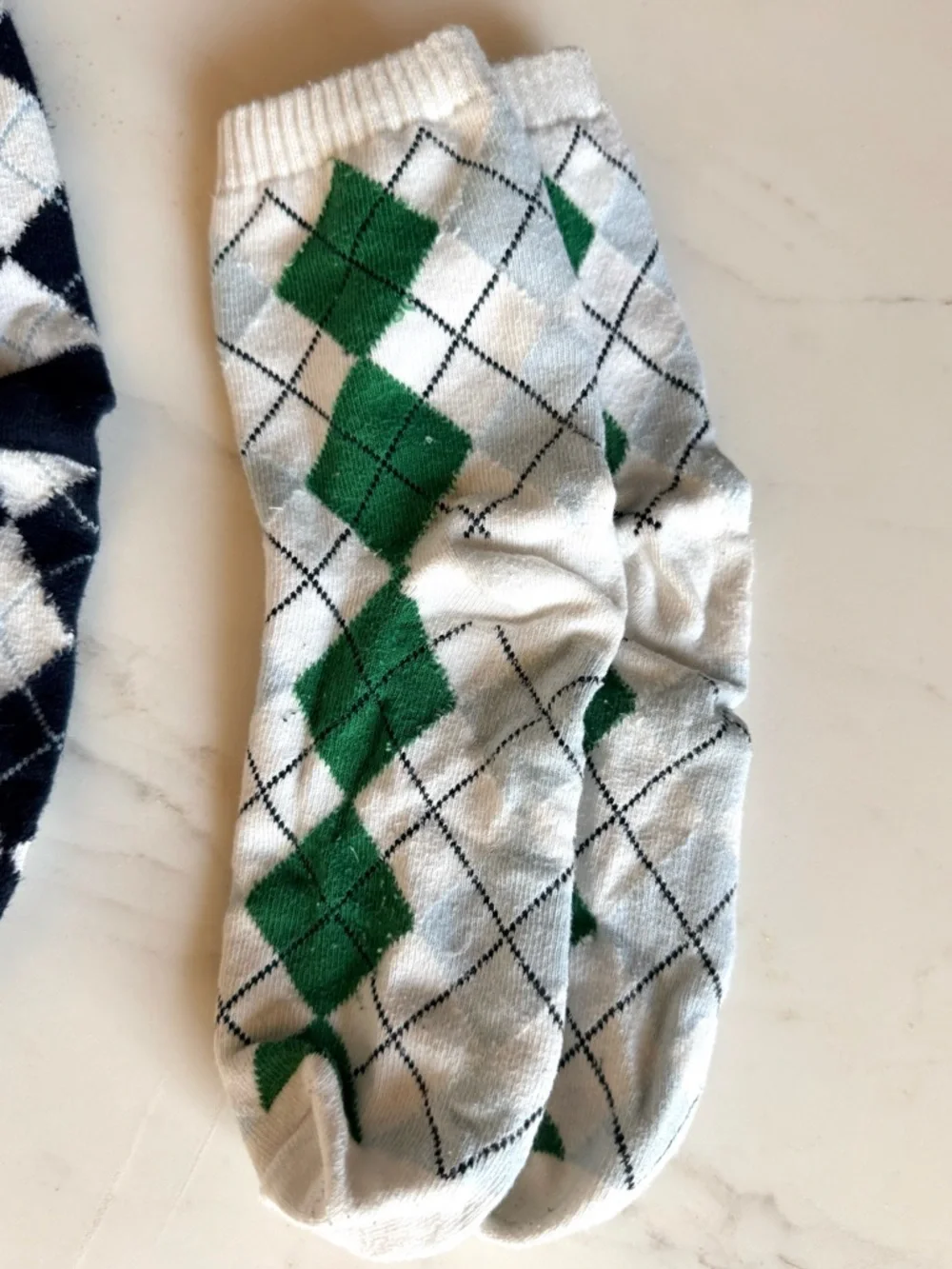 Gymboree Boys 2 pairs of Argyle Socks - Navy & Green white & light blue